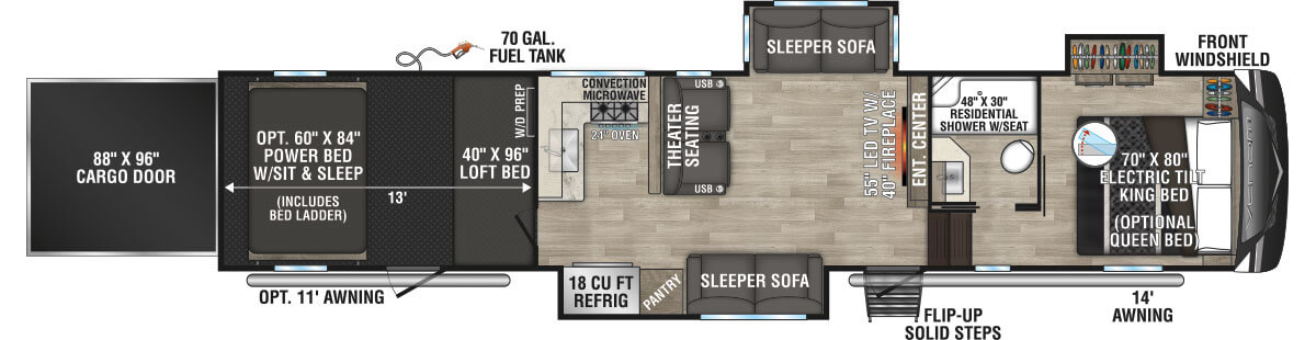 2023 KZ RV Venom 4113TK Fifth Wheel Floorplan