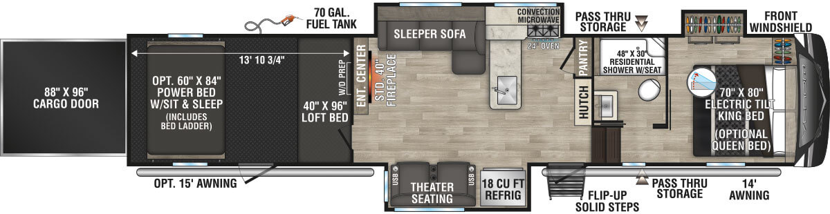 2023 KZ RV Venom 4114TK Fifth Wheel Floorplan