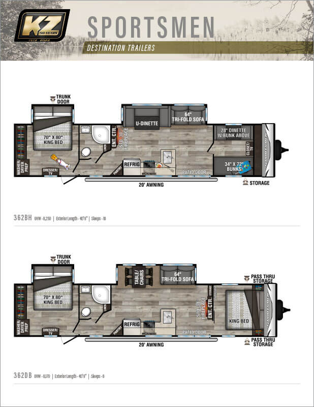 2022 KZ RV Sportsmen Destination Travel Trailers Flyer