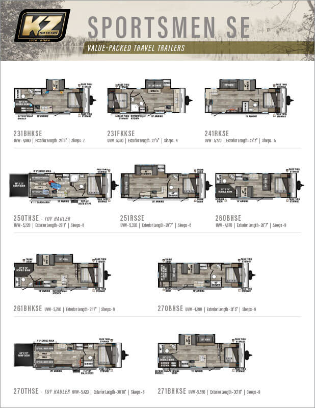 2022 KZ RV Sportsmen SE Value Packed Travel Trailers Flyer