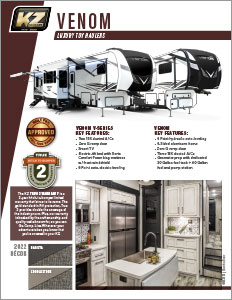 2022 KZ RV Venom V-Series Luxury Fifth Wheel Toy Haulers Brochure