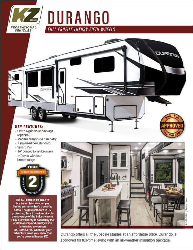 2023 KZ RV Durango Full Profile Luxury Fifth Wheels Brochure