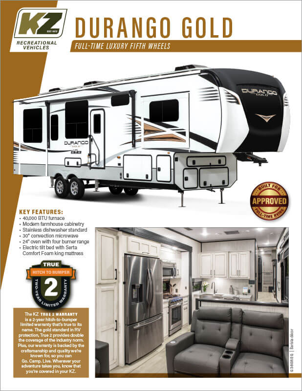 2023 KZ RV Durango Gold Full Time Luxury Fifth Wheels Brochure