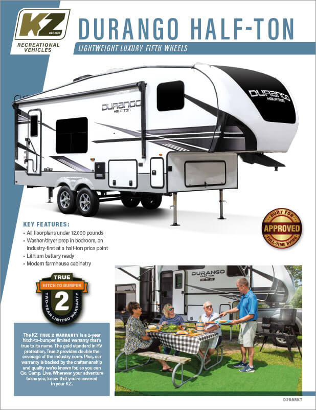 2023 KZ RV Durango Half-Ton Lightweight Luxury Fifth Wheels Brochure