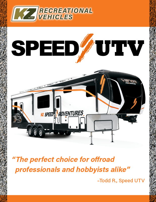 2023 KZ RV Robby Gordon Speed UTV Venom V-Series Fifth Wheel Toy Haulers Brochure