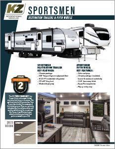 2023 KZ RV Sportsmen Destination Trailers and Fifth Wheels Brochure