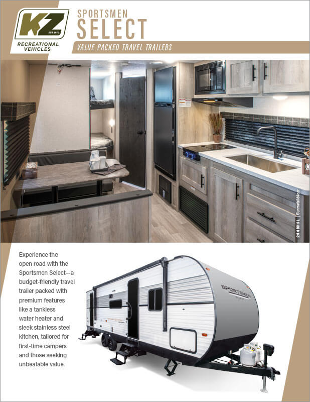 2024 KZ RV Sportsmen Select Value Packed Travel Trailers Brochure