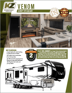 2024 KZ RV Venom Luxury Fifth Wheel Toy Haulers Brochure