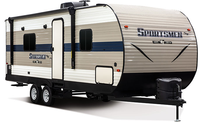 2019 KZ RV Sportsmen SE 240FBSE Travel Trailer Exterior Front 3-4 Door Side