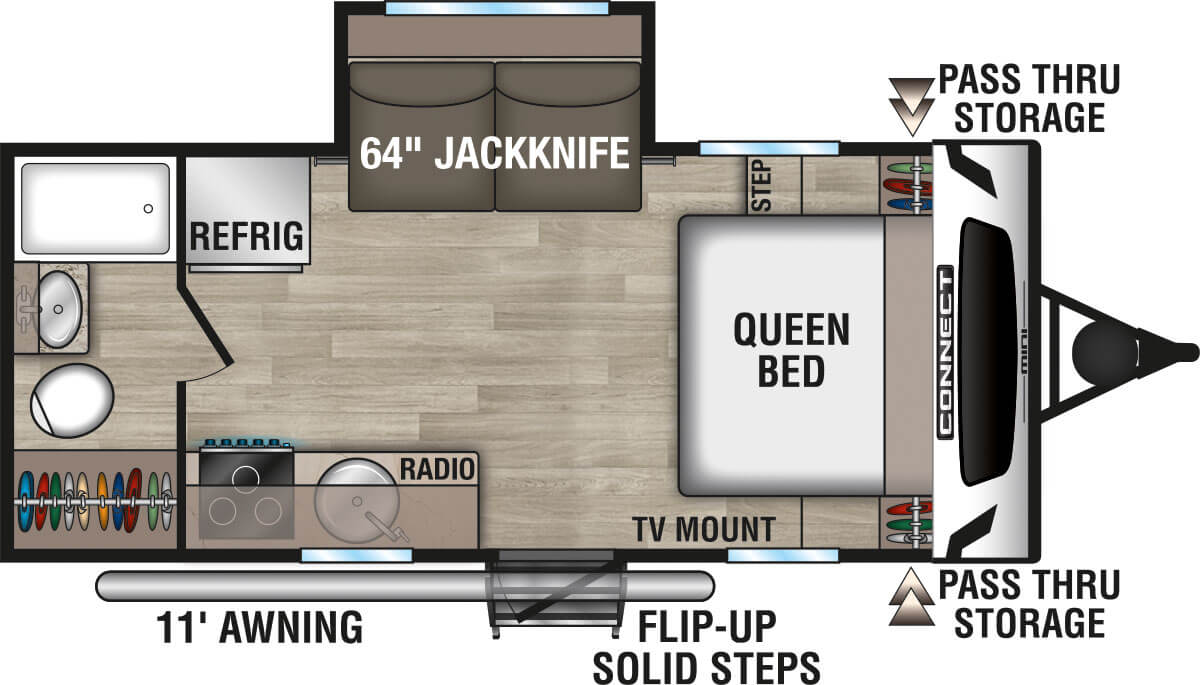 2024 KZ RV Connect Mini CM181RB Travel Trailer Floorplan