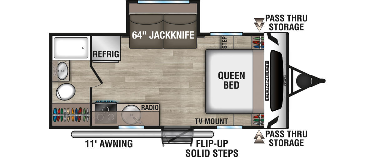 2024 KZ RV Connect Mini CM181RB Travel Trailer Floorplan