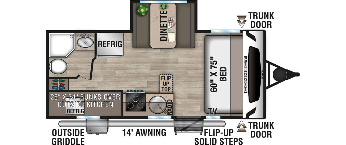 2024 KZ RV Connect Mini CM191BHK Travel Trailer Floorplan