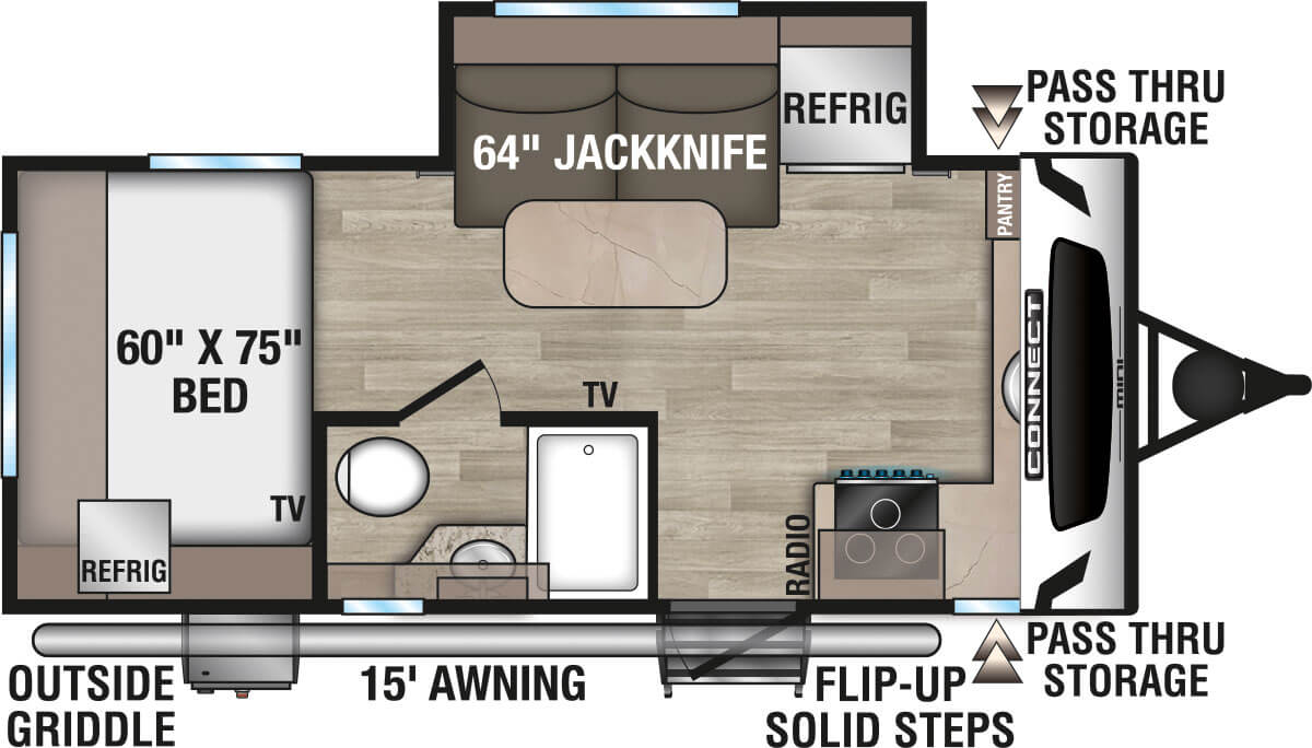 2025 KZ RV Connect Mini CM181FKK Travel Trailer Floorplan