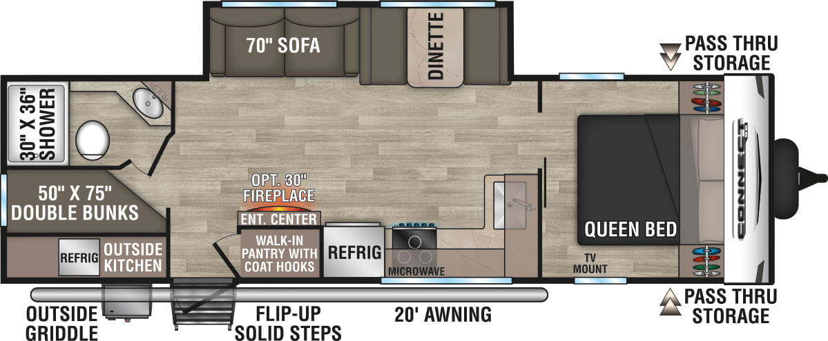 2024 KZ RV Connect SE C271BHKSE Travel Trailer Floorplan