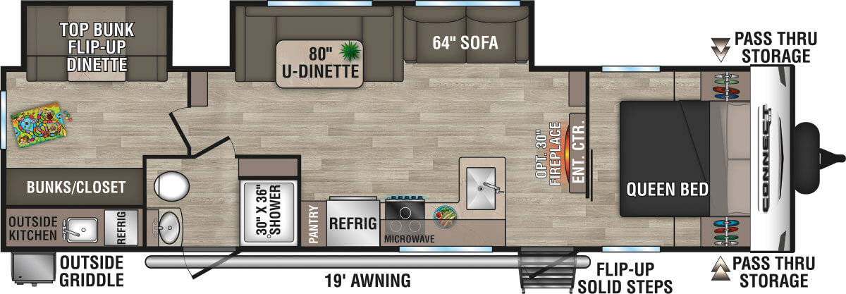 2024 KZ RV Connect SE C312BHKSE Travel Trailer Floorplan