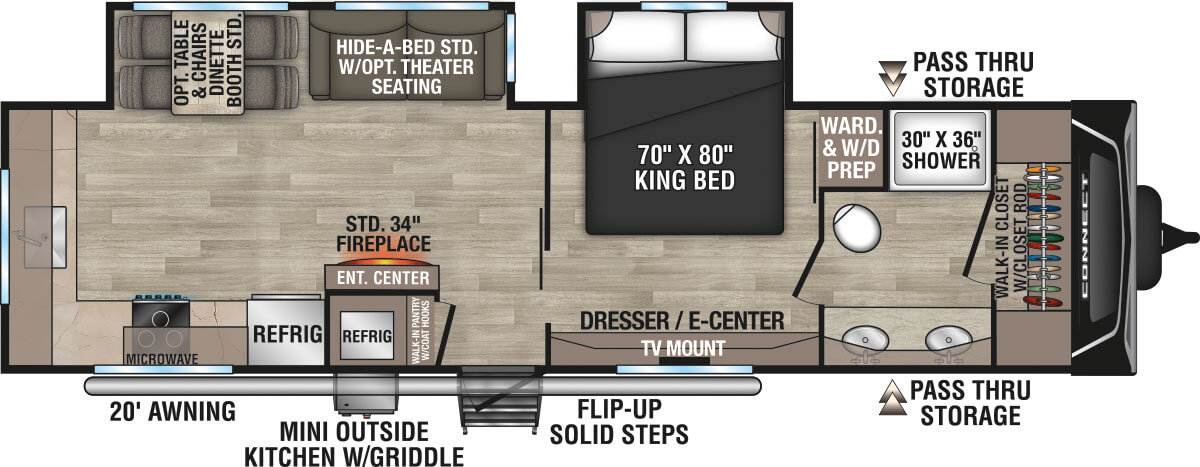 2024 KZ RV Connect C302FBK Travel Trailer Floorplan