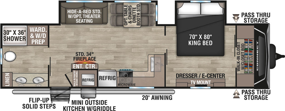 2024 KZ RV Connect C302RBK Travel Trailer Floorplan