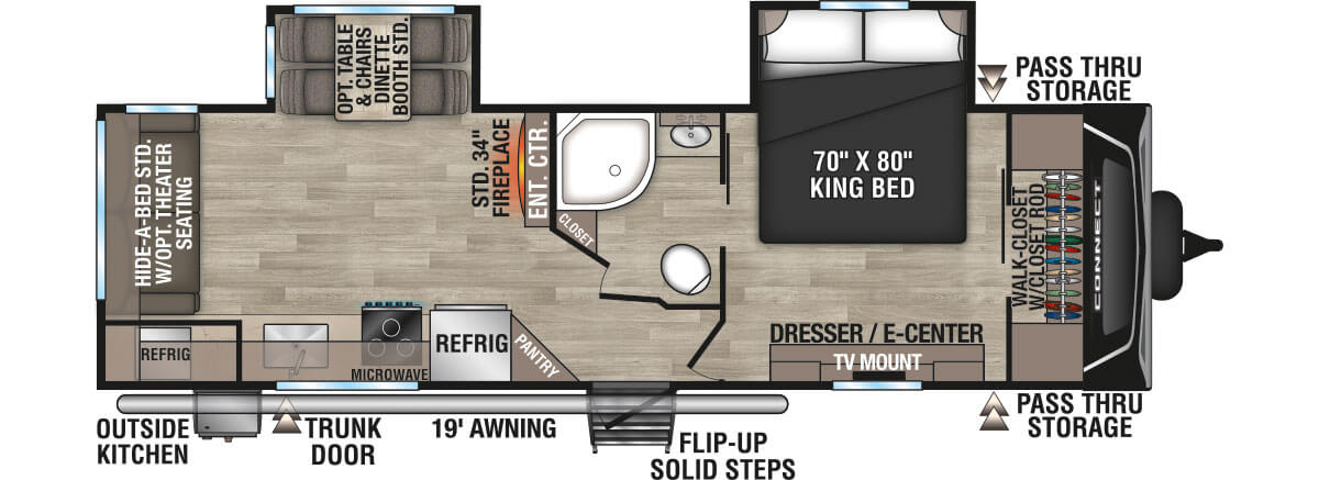 2024 KZ RV Connect C262RLK Travel Trailer Floorplan