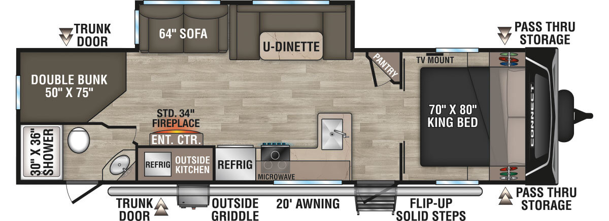 2024 KZ RV Connect C291BHK Travel Trailer Floorplan