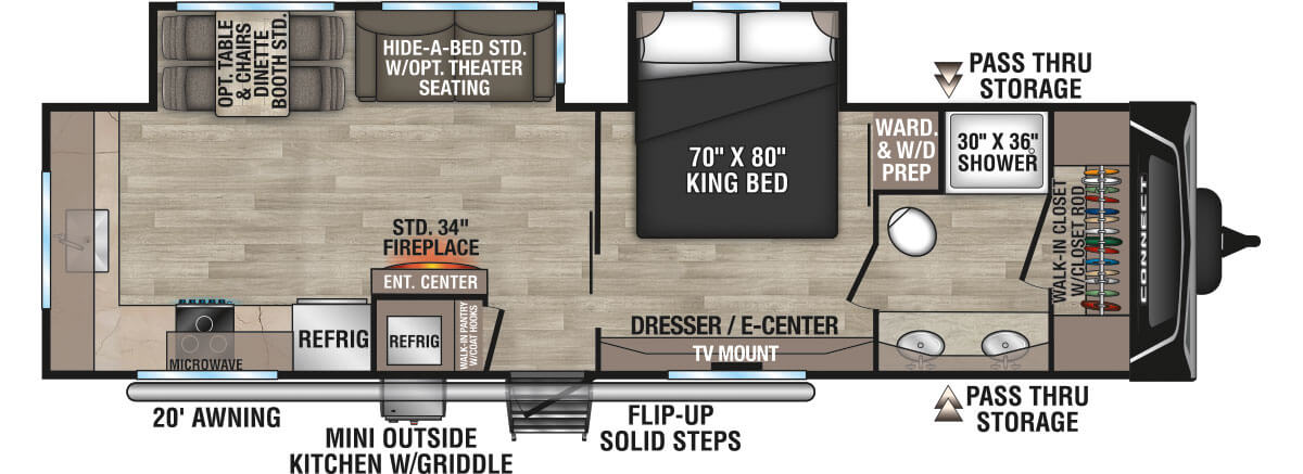 2024 KZ RV Connect C302FBK Travel Trailer Floorplan