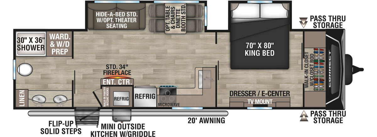 2024 KZ RV Connect C302RBK Travel Trailer Floorplan