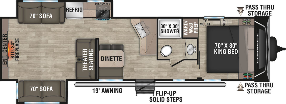 2024 KZ RV Connect C312RE Travel Trailer Floorplan