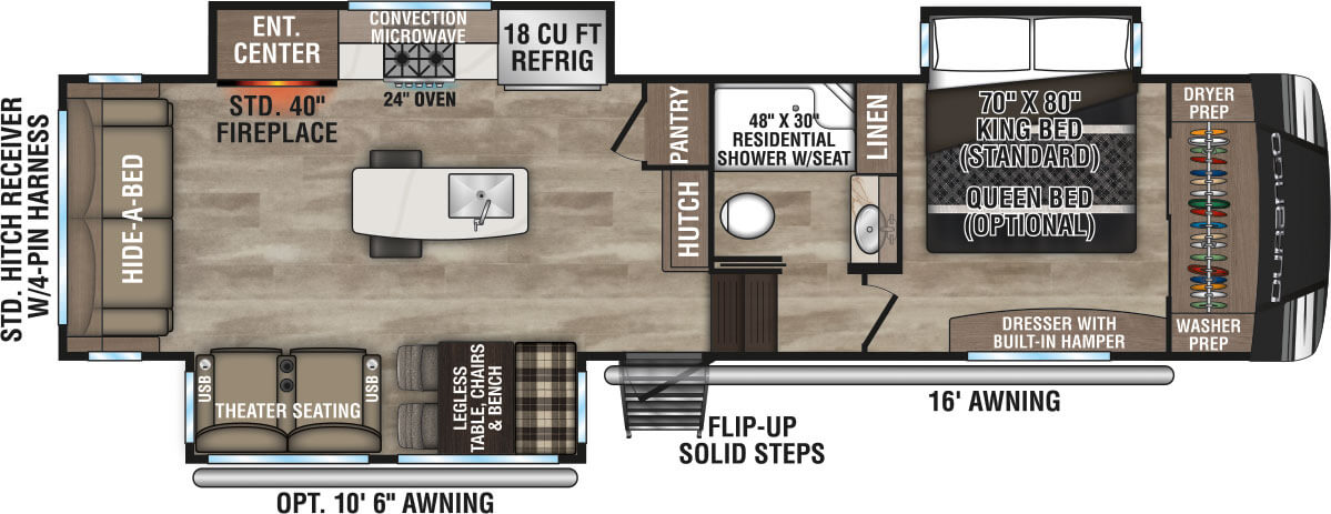 2024 KZ RV Durango D301RLT Fifth Wheel Floorplan