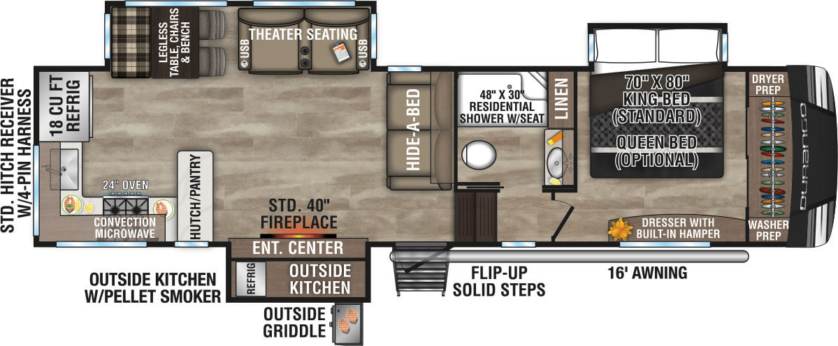 2024 KZ RV Durango D321RKT Fifth Wheel Floorplan