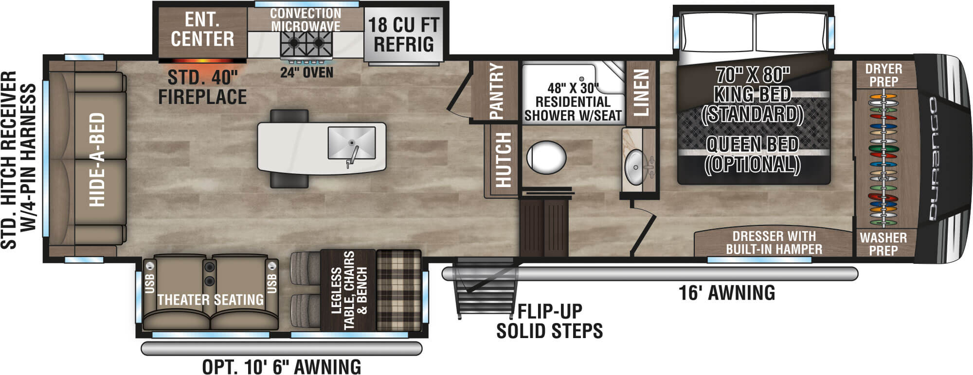 2024 KZ RV Durango D301RLT Fifth Wheel Floorplan