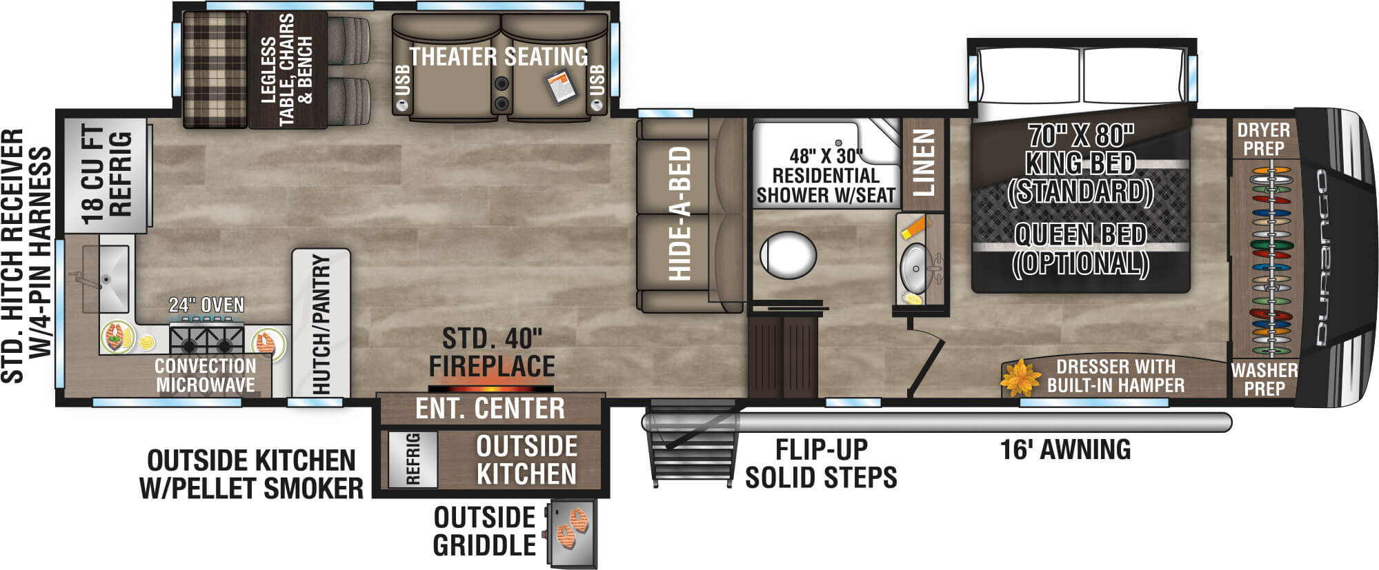 2024 KZ RV Durango D321RKT Fifth Wheel Floorplan