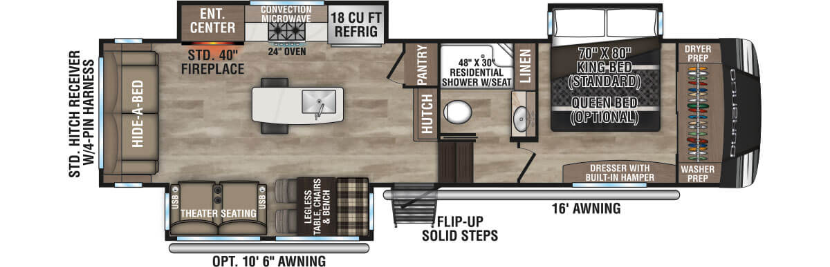 2024 KZ RV Durango D301RLT Fifth Wheel Floorplan