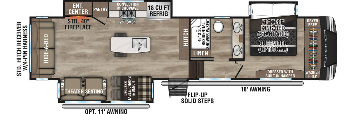 2024 KZ RV Durango D333RLT Fifth Wheel Floorplan