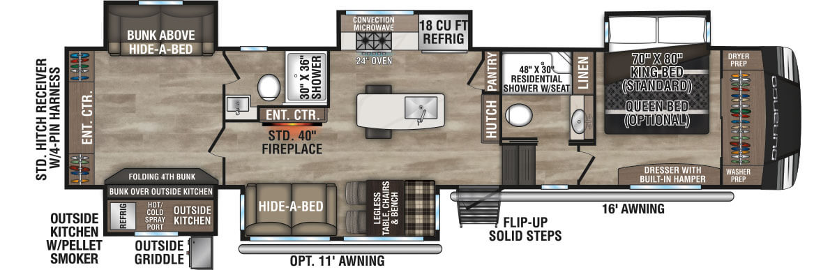 2024 KZ RV Durango D348BHF Fifth Wheel Floorplan