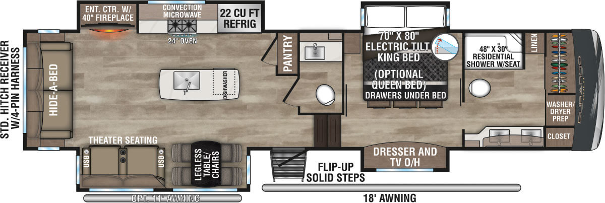 2024 KZ RV Durango Gold G366FBQ Fifth Wheel Floorplan