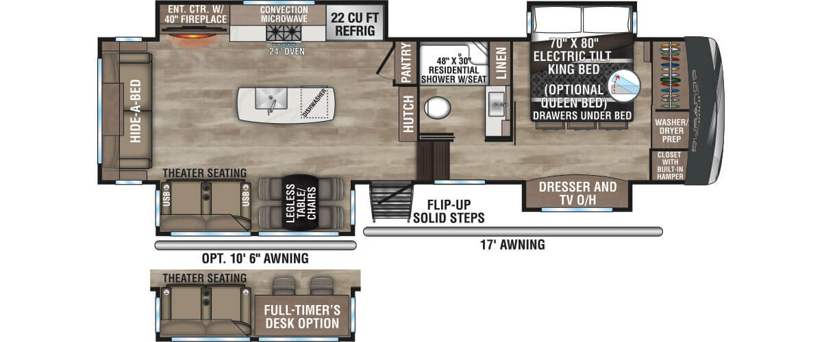 2024 KZ RV Durango Gold G310RLQ Fifth Wheel Floorplan