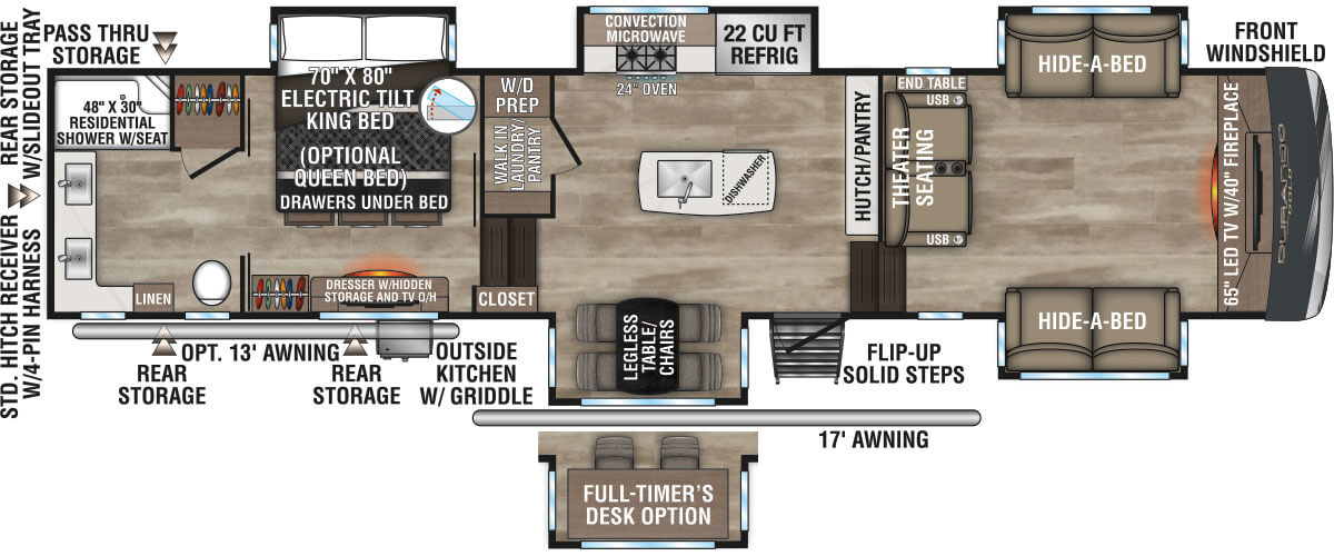 2024 KZ RV Durango Gold G387FLF Fifth Wheel Floorplan