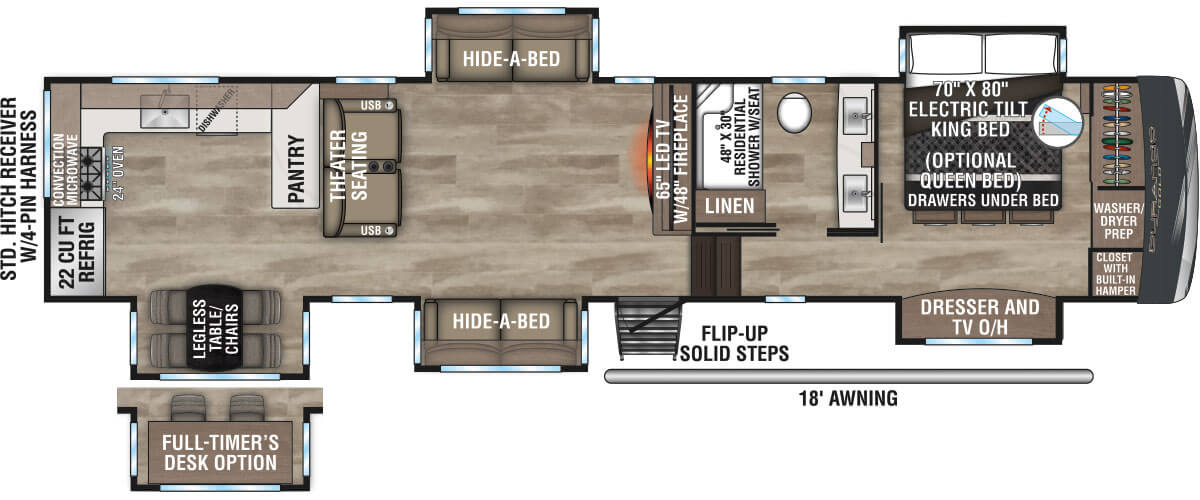 2024 KZ RV Durango Gold G391RKF Fifth Wheel Floorplan