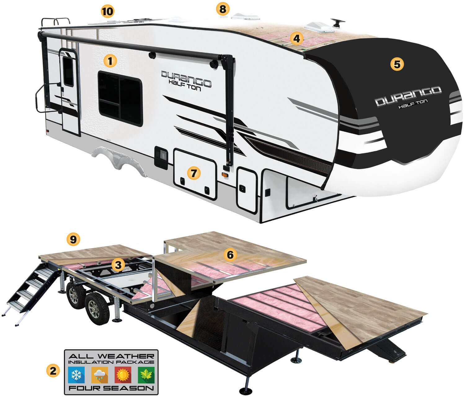 2024 KZ RV Durango Half-Ton Lightweight Luxury Fifth Wheel Cutaway