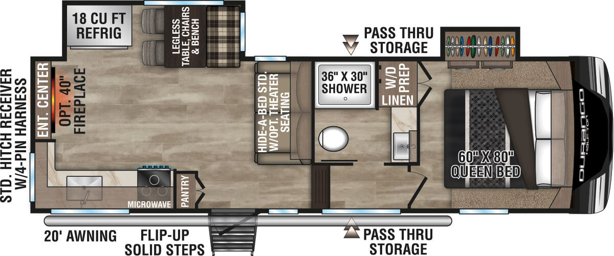 2024 KZ RV Durango Half-Ton D250RED Fifth Wheel Floorplan