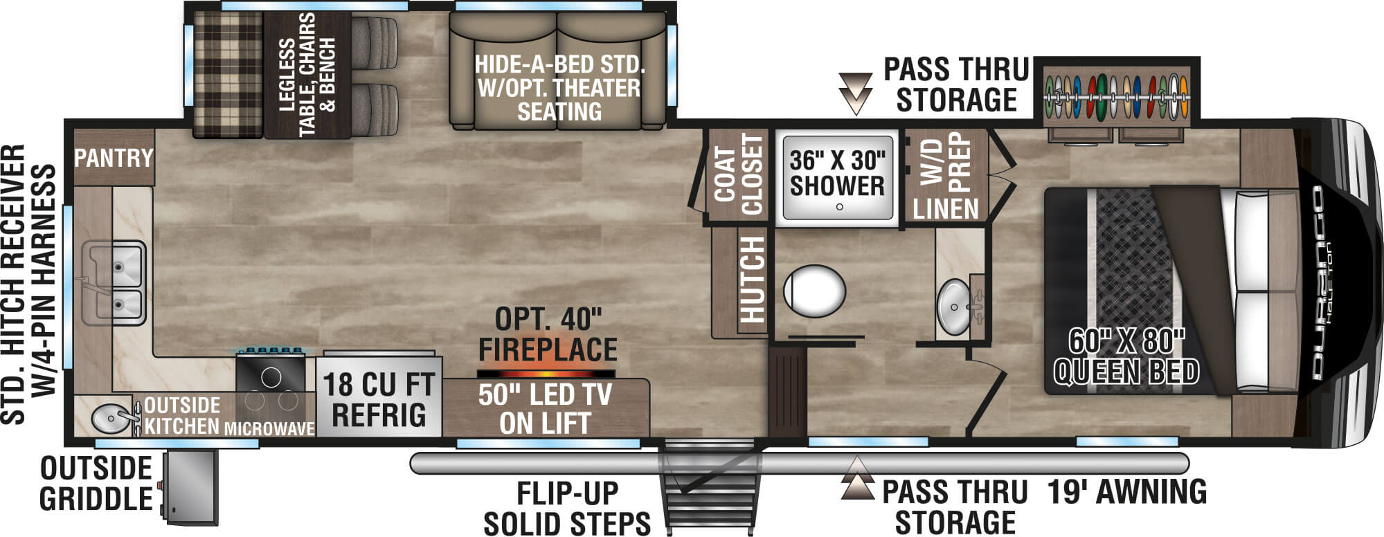 2024 KZ RV Durango D240RKD Fifth Wheel Floorplan