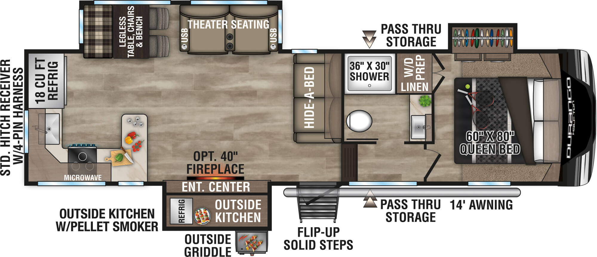 2024 KZ RV Durango D256RKT Fifth Wheel Floorplan