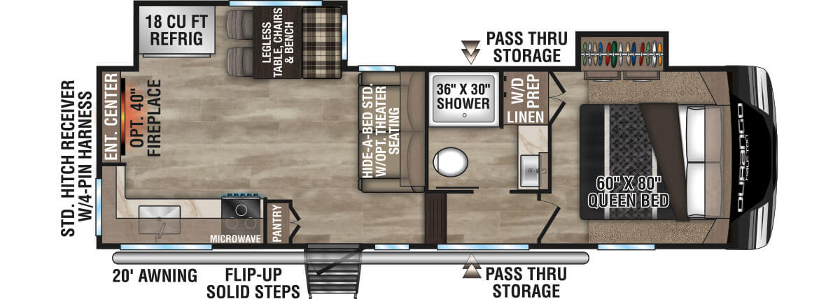 2024 KZ RV Durango Half-Ton D250RED Fifth Wheel Floorplan