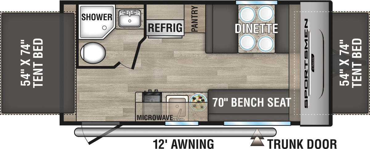 2024 KZ RV Sportsmen Classic 160RBT Travel Trailer Floorplan