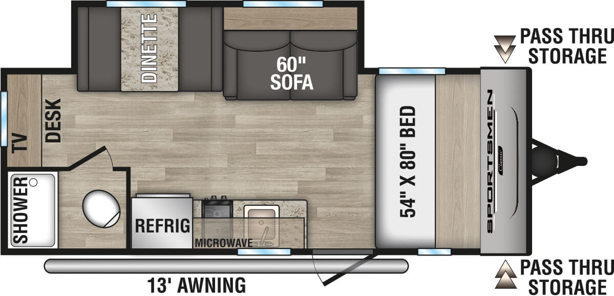 2024 KZ RV Sportsmen Classic 181SS Travel Trailer Floorplan