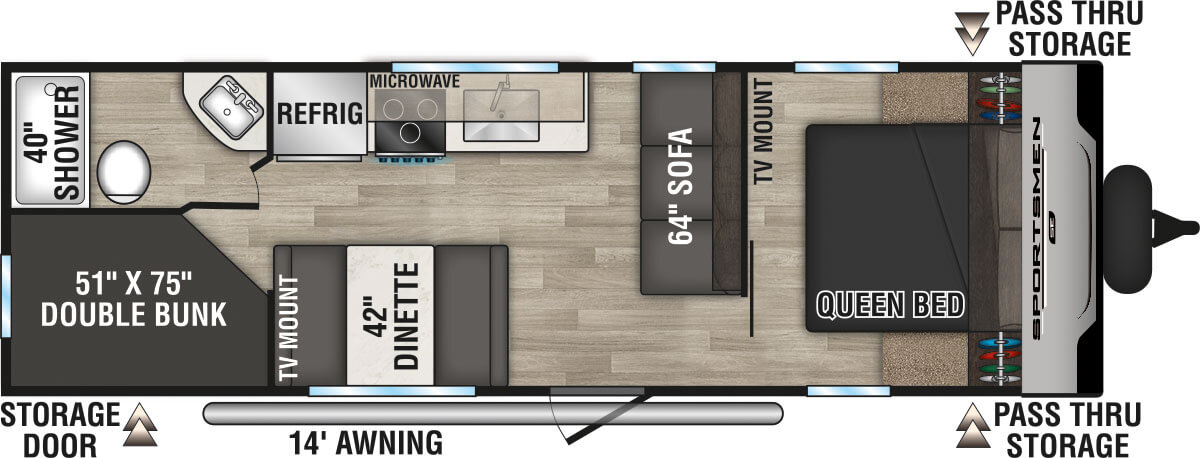 2024 KZ RV Sportsmen SE 260BHSE Travel Trailer Floorplan