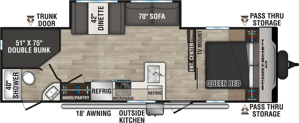 2024 KZ RV Sportsmen SE 261BHKSE Travel Trailer Floorplan