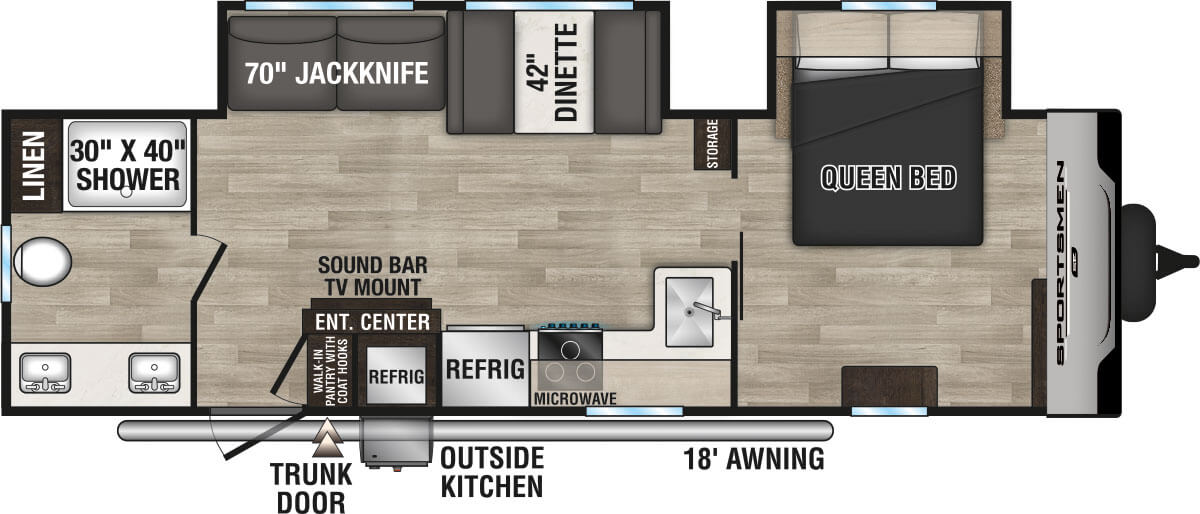 2024 KZ RV Sportsmen SE 292RBKSE Travel Trailer Floorplan