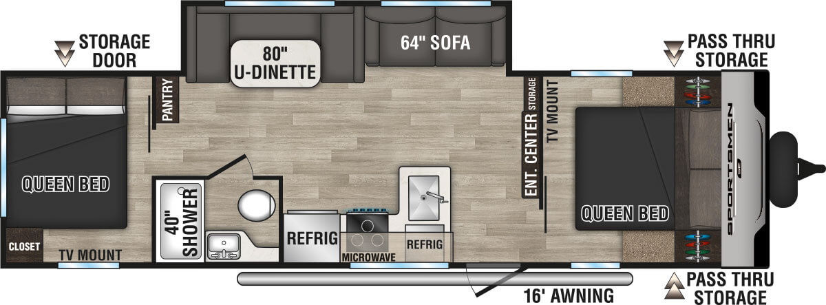 2024 KZ RV Sportsmen SE 301DBSE Travel Trailer Floorplan