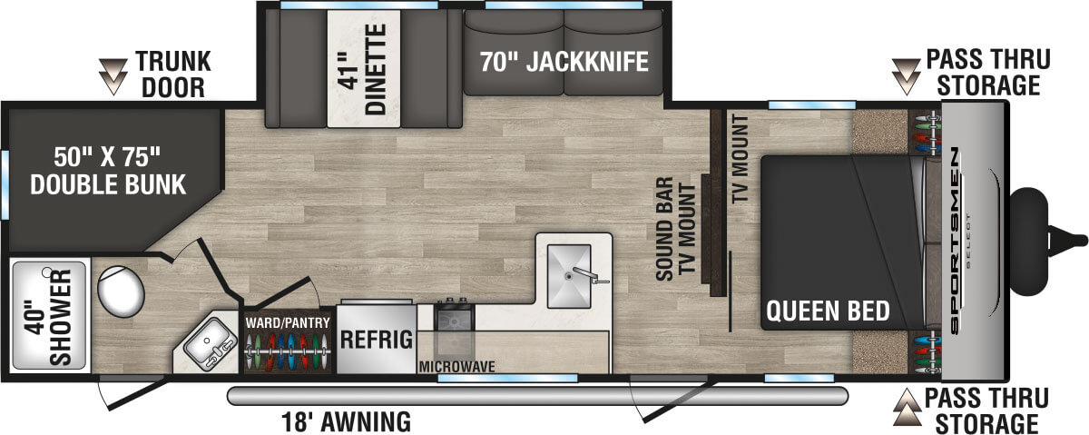 2024 KZ RV Sportsmen Select 261BHSL Travel Trailer Floorplan