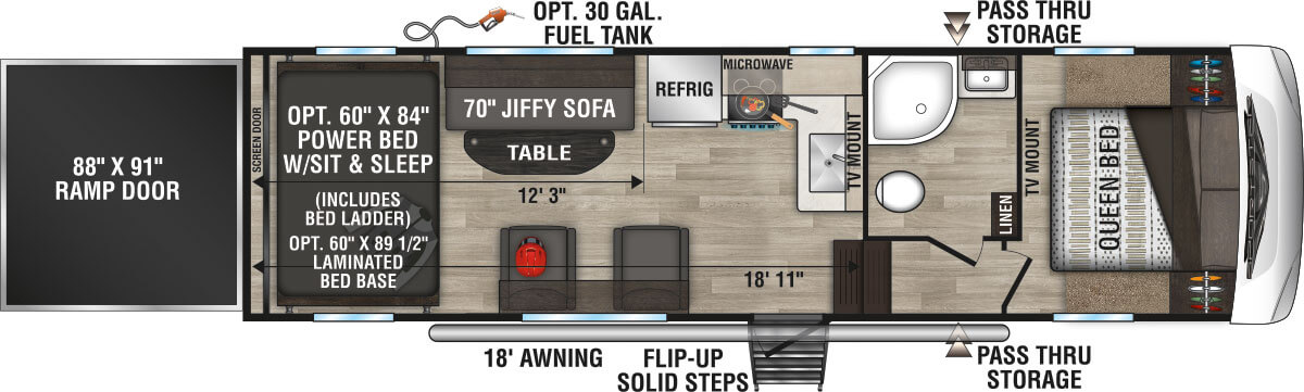 2024 KZ RV Sportster 280TH Fifth Wheel Toy Hauler Floorplan